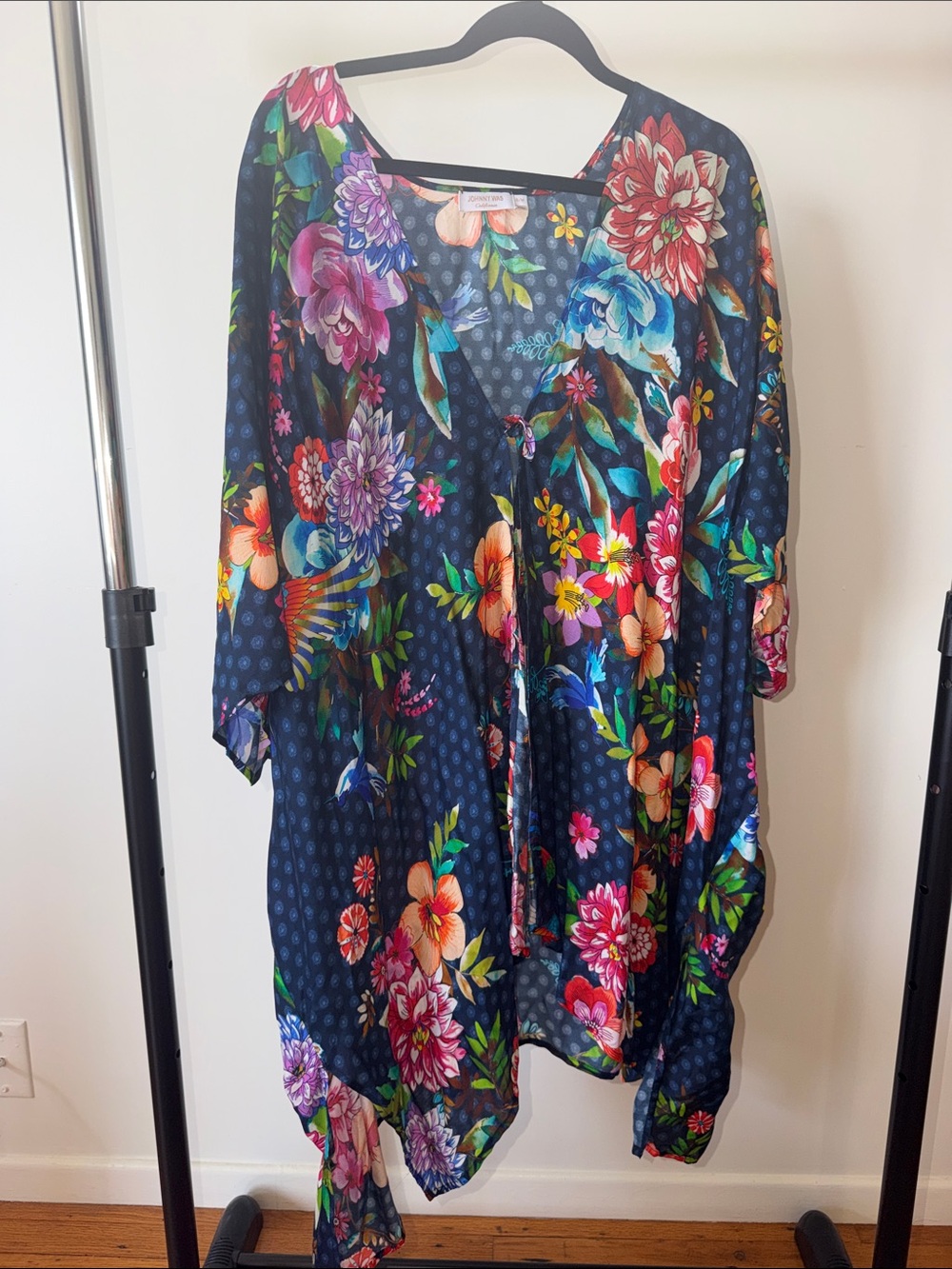 Johnny Was Navy Floral Sheer Kimono Coverup